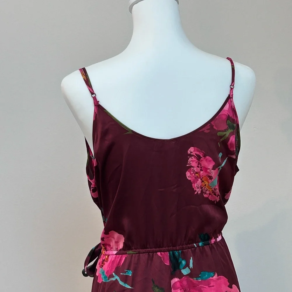 Xhilaration Burgundy Floral Maxi Dress with Pink Flowers - Picture 4 of 8